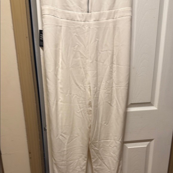 Express White Tailored Jumpsuit with V-Neck - Picture 3 of 6